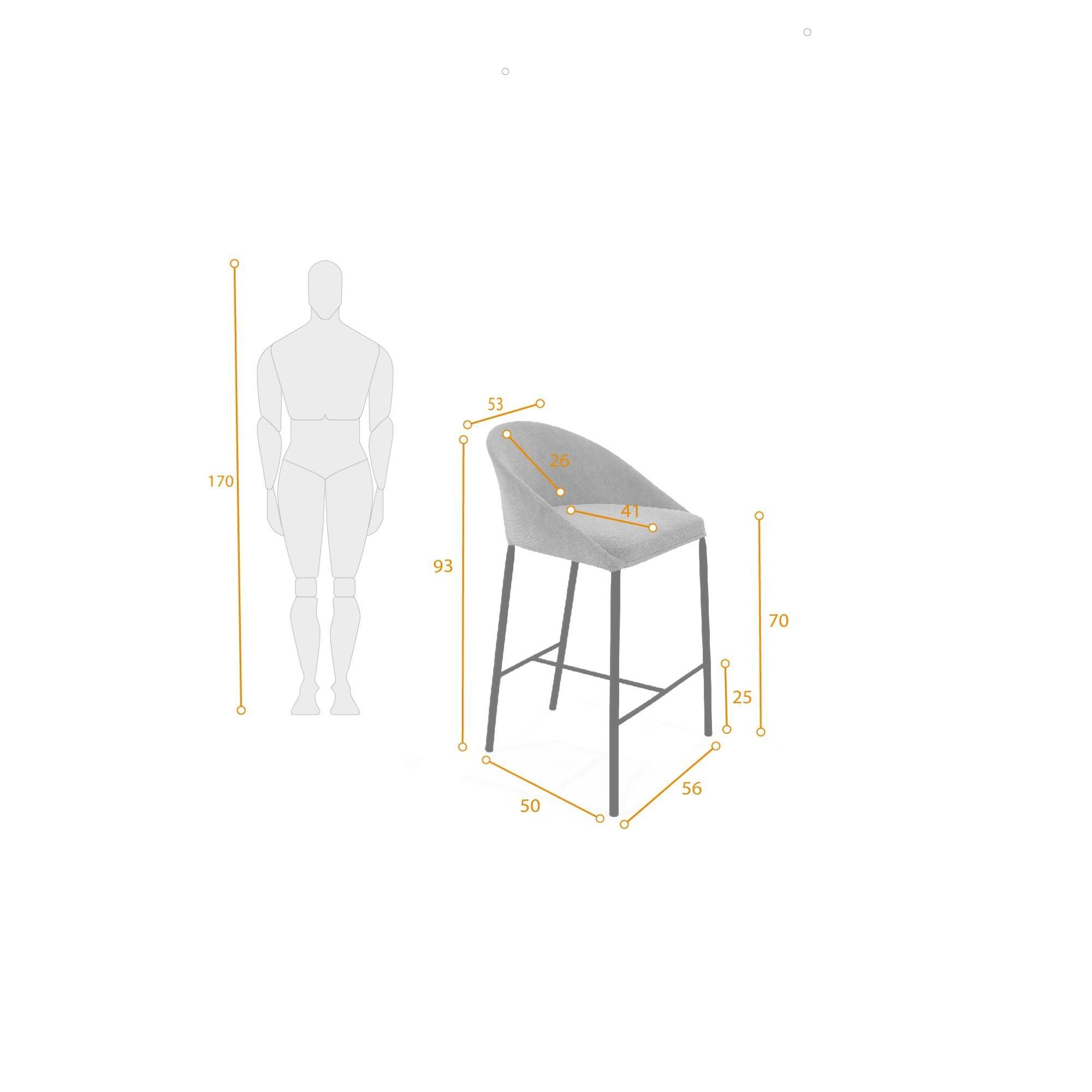 Silla para Bar Lorenzo 56x50x93 en Tela Mostaza