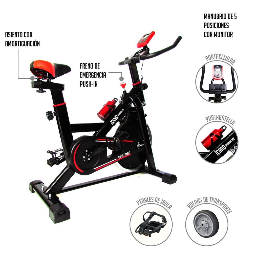 Bicicleta De Spinning Icaro Estática Fija K6 13 Kg - VIRTUAL MUEBLES