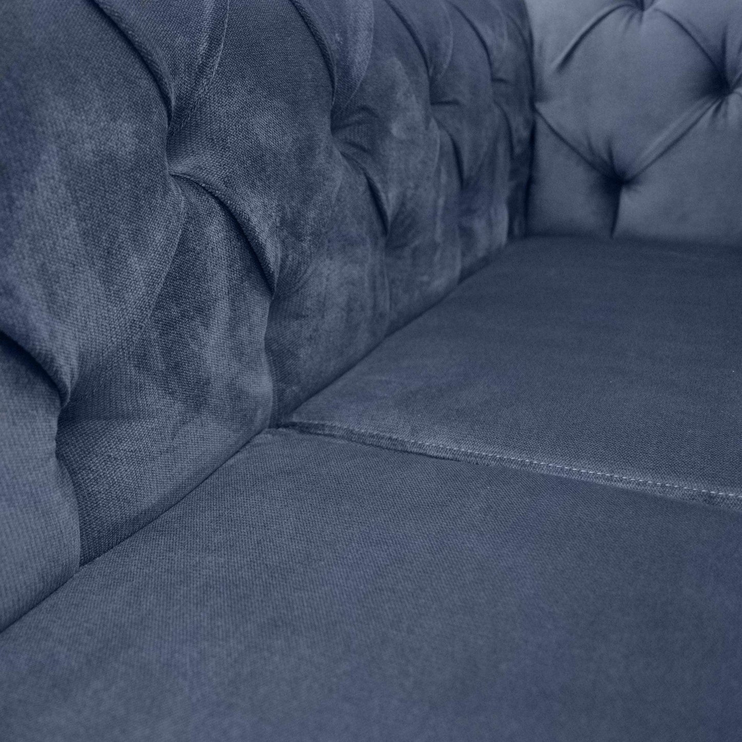 Sofá Chesterfield 3 puestos tela azul