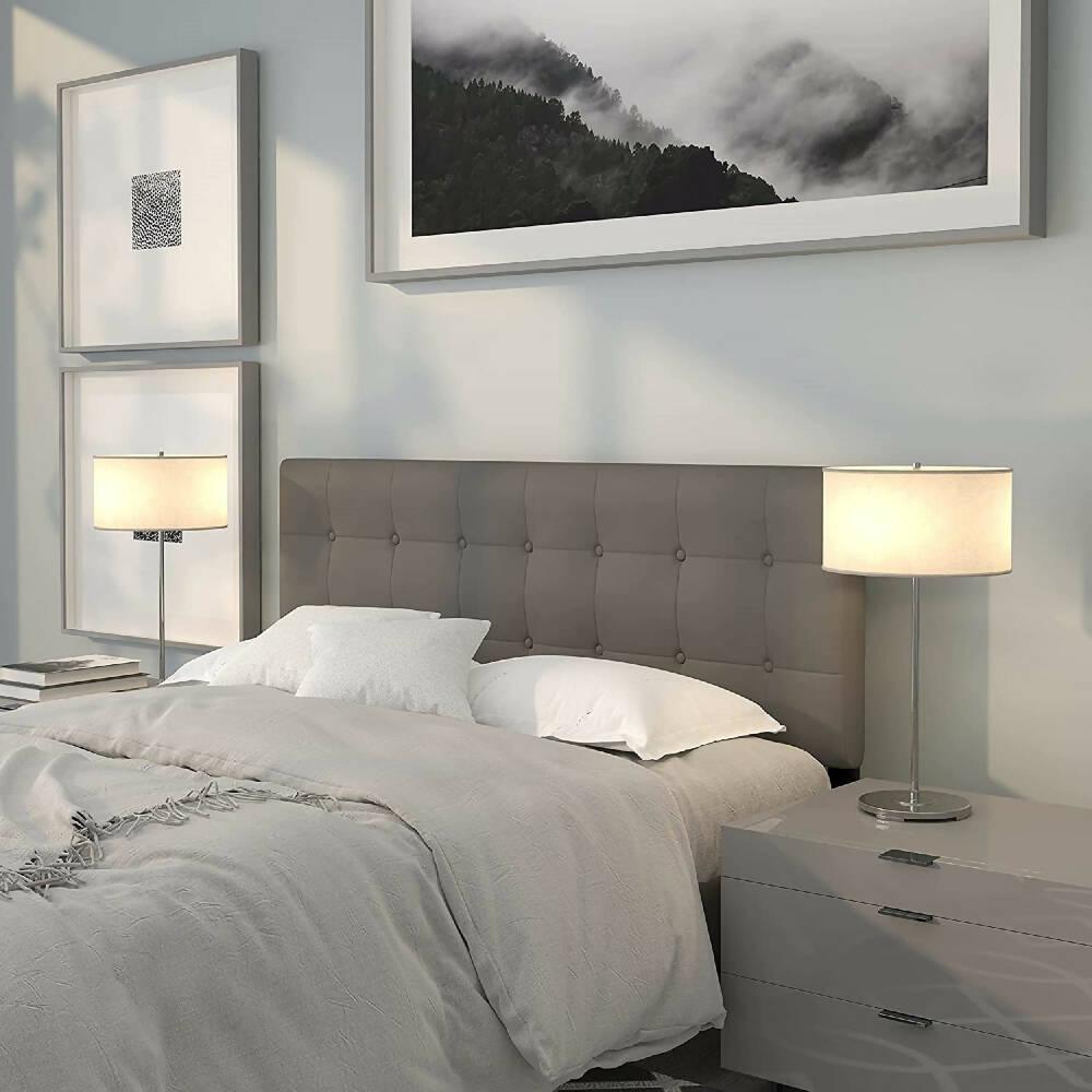 Cabecero Base Cama Queen Cuadros Gris - VIRTUAL MUEBLES