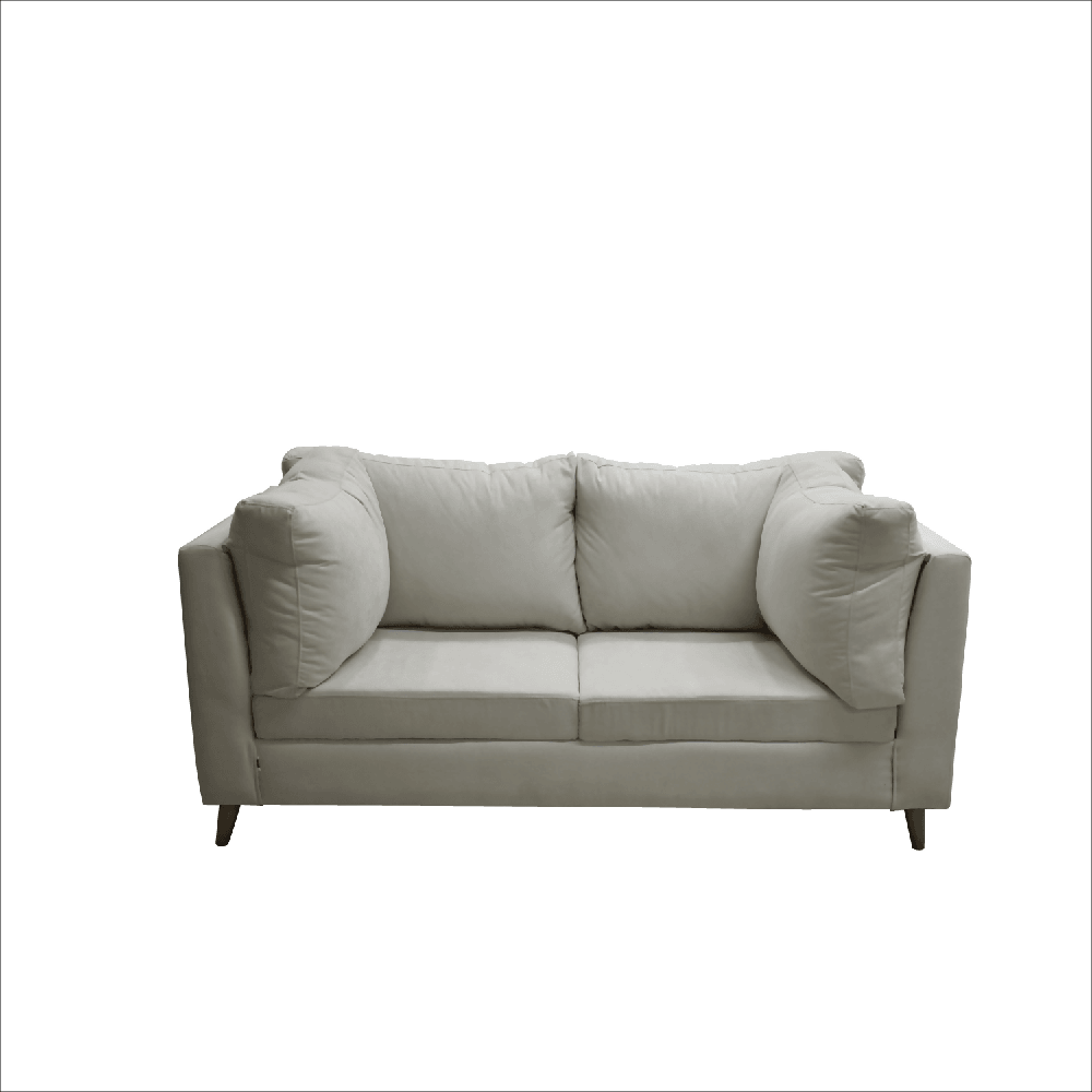 Sofá Nakano 2ptos lino blanco hueso, patas madera - VIRTUAL MUEBLES