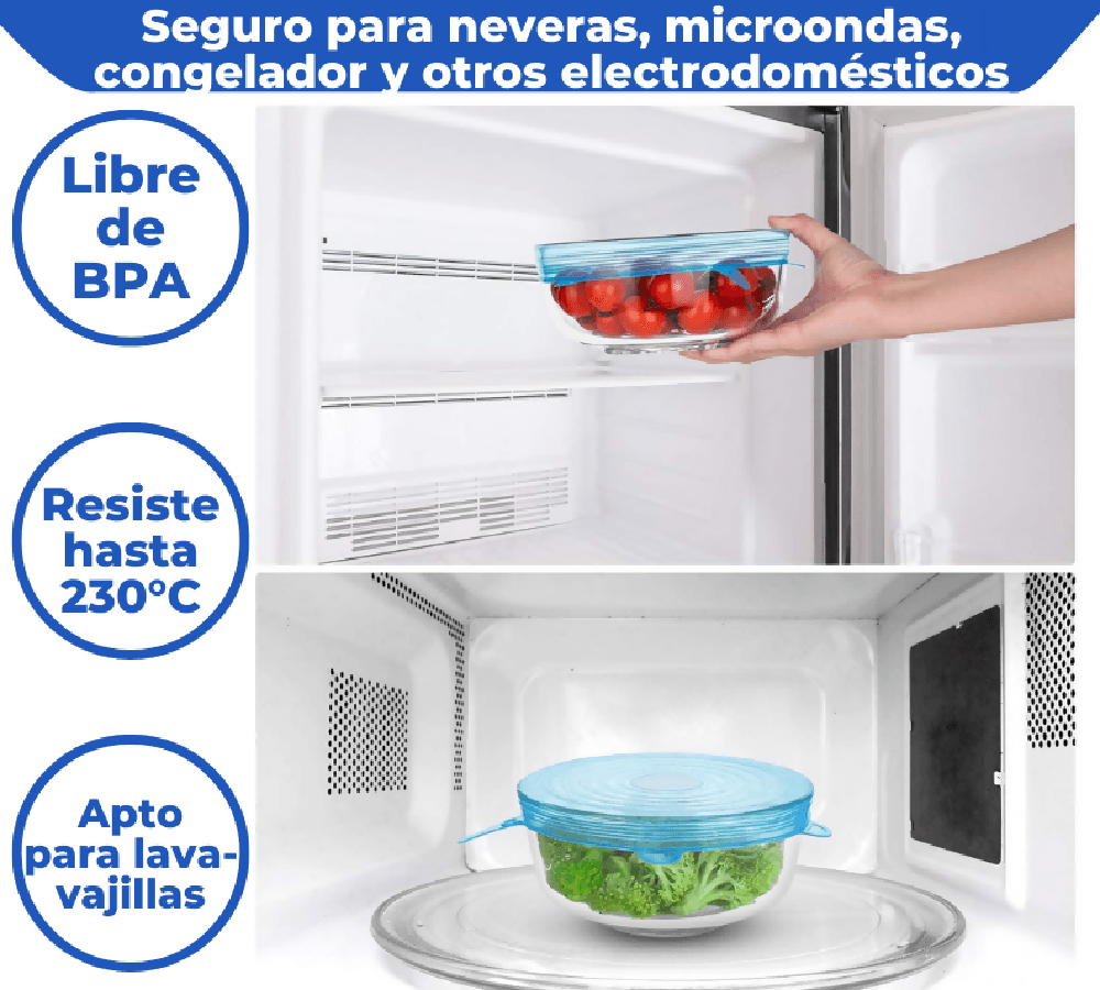Setx6 Tapas De Silicona Reutilizables Elásticas Redondas Alimentos - VIRTUAL MUEBLES
