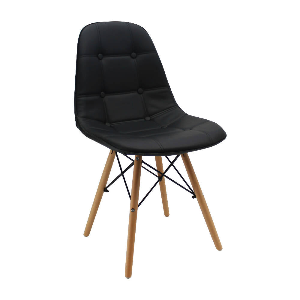 Kit por 2 Silla Botones Eames Acolchada - Negra
