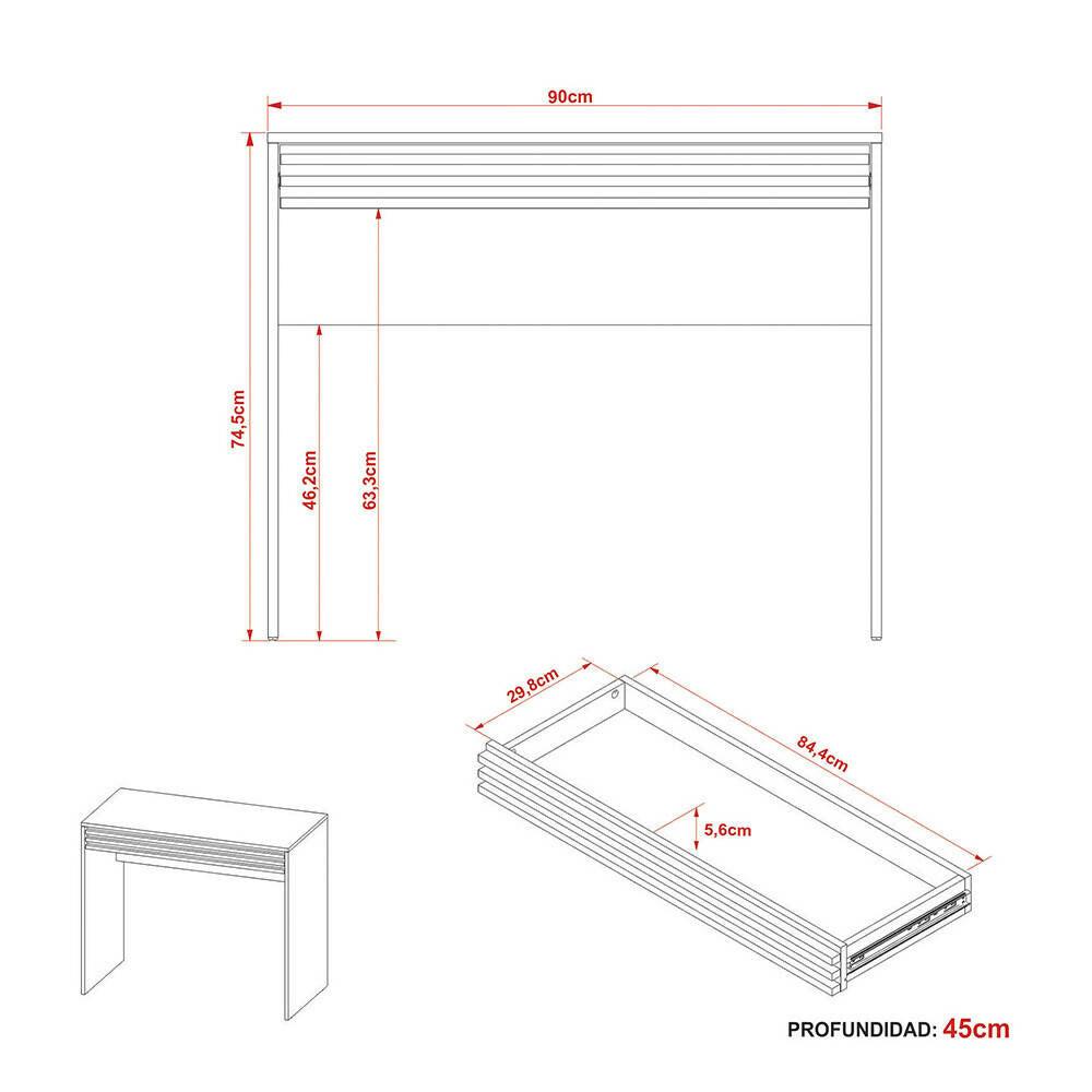 Escritorio Asunción Negro/Almendra - VIRTUAL MUEBLES