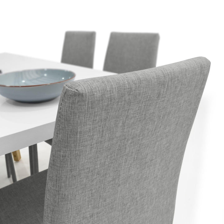 Juego de Comedor 6P Lyon Sillas Lyon Tela Plata - VIRTUAL MUEBLES