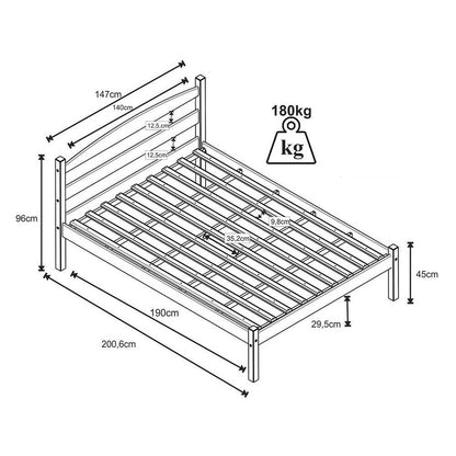 Cama Doble Delta Acacia/Gris - VIRTUAL MUEBLES