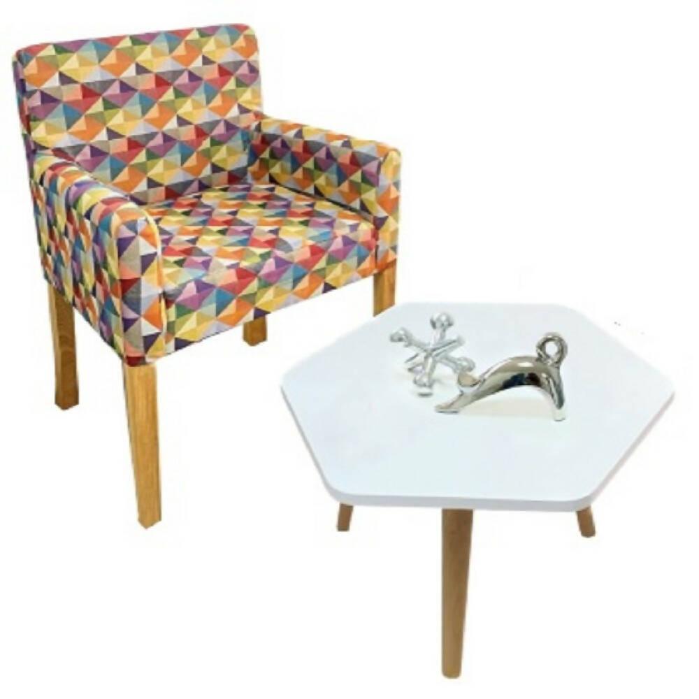 Combo poltrona colors + mesa hexagonal - VIRTUAL MUEBLES