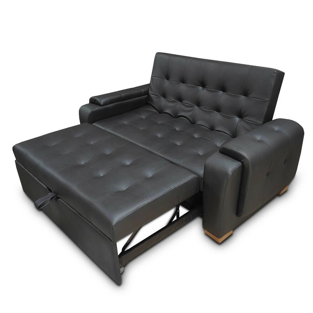 Sofacama Multifuncional Vignelli Tipo Cuero Negro - VIRTUAL MUEBLES