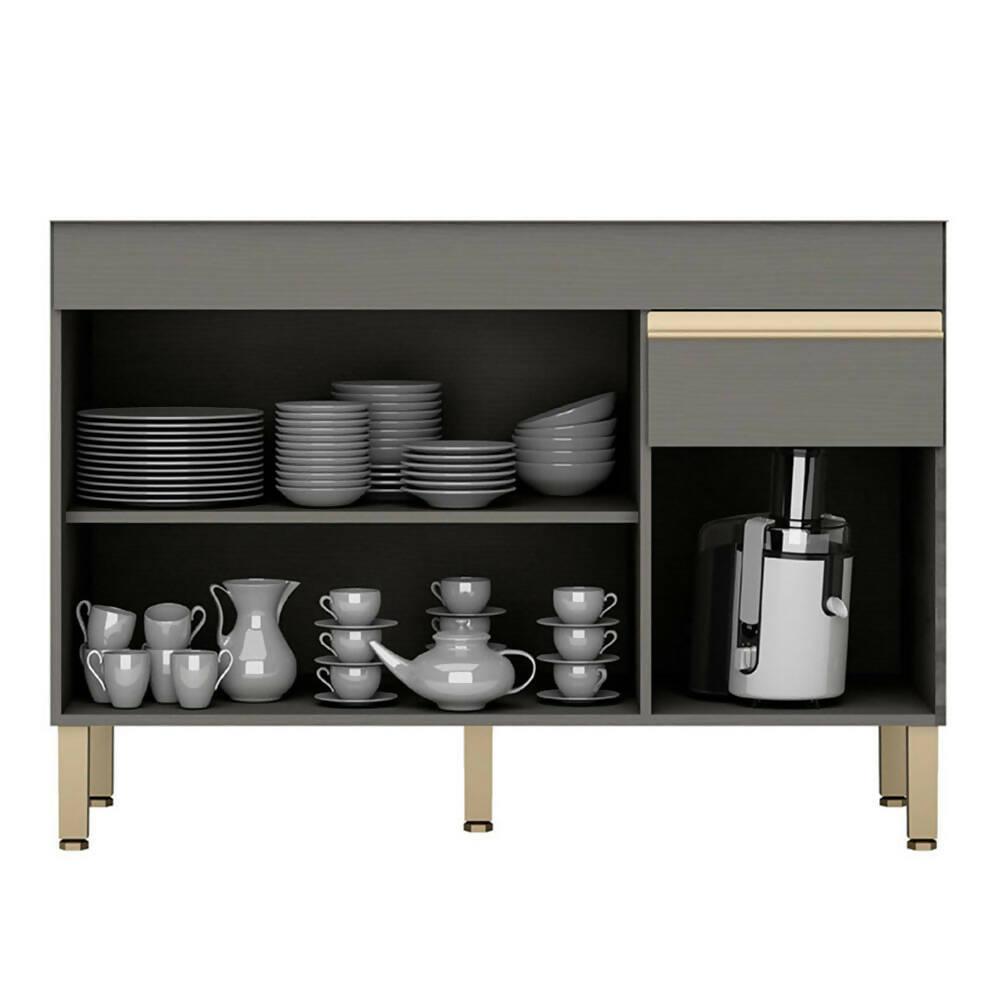 Mueble De Cocina Inferior Line 120cm 3 Puertas 1 Cajón Gris - VIRTUAL MUEBLES