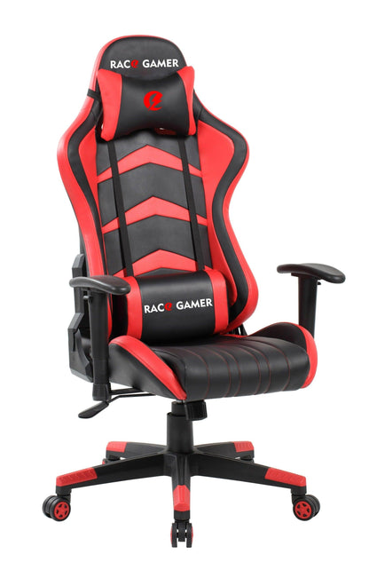 Silla Gamer Premium Rojo y Negro color con cómodo espaldar y rodachines para Sala.