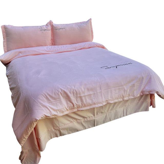 Funda Duvet Sampson Bordado Palo De Rosa Queen + Sábana Plana