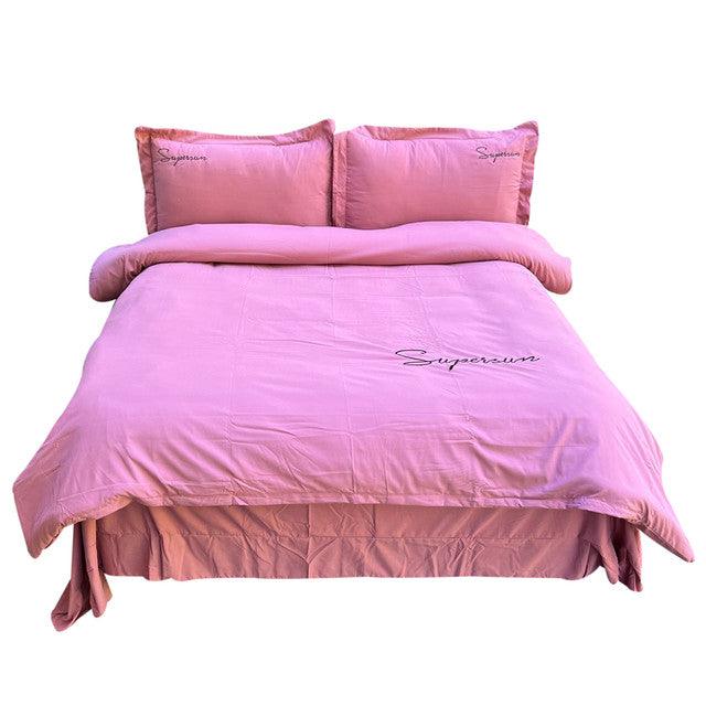 Funda Duvet Sampson Bordado Lila Queen + Sábana Plana