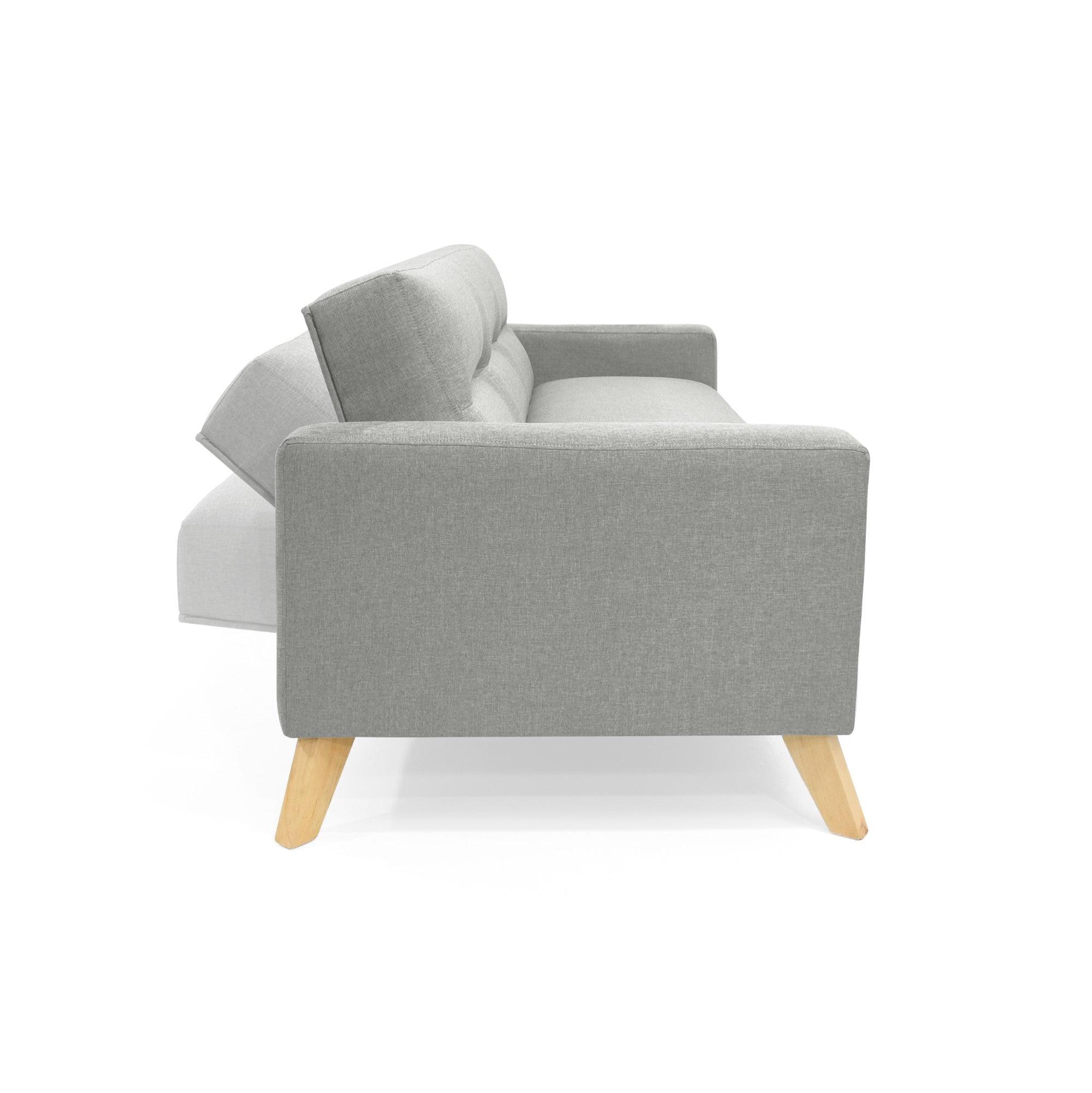 Sofa Cama Sion 3 Posiciones Tela Poliester Plata - VIRTUAL MUEBLES