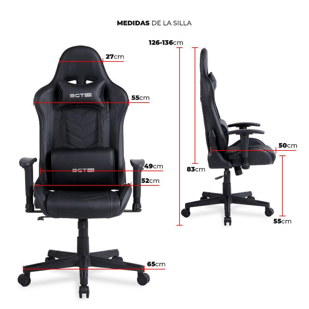 Silla Ergonómica Gamer EGTAIR-10-BB Office/Developer/Gamer en negro con tapizado de cuero sintético - VIRTUAL MUEBLES