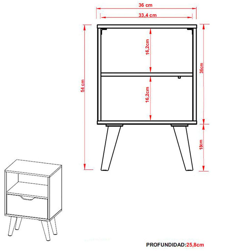 Mesa de noche essen almendra/blanco - VIRTUAL MUEBLES