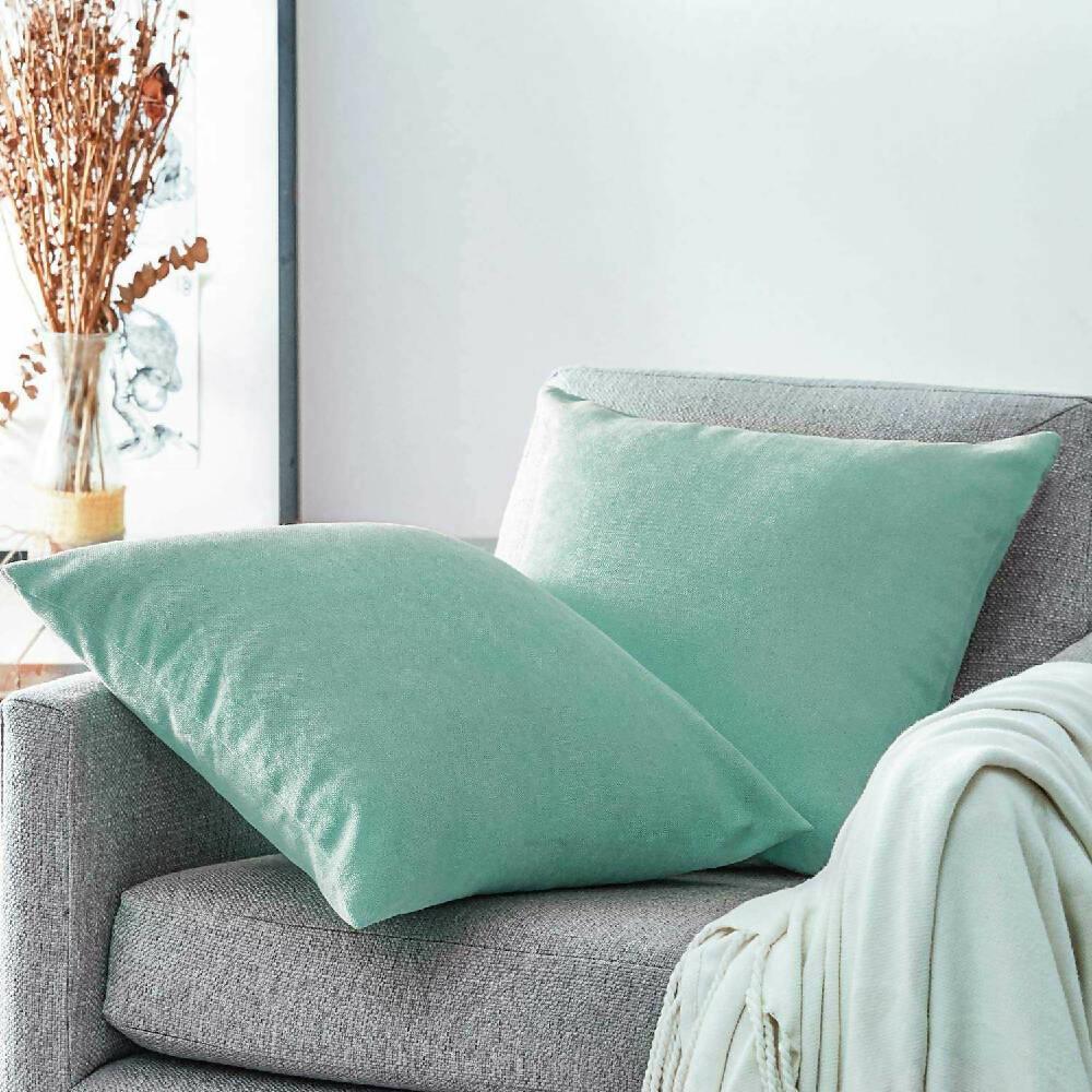 Funda X2 Cojines Decorativos Cuadrados En Tela Menta - VIRTUAL MUEBLES
