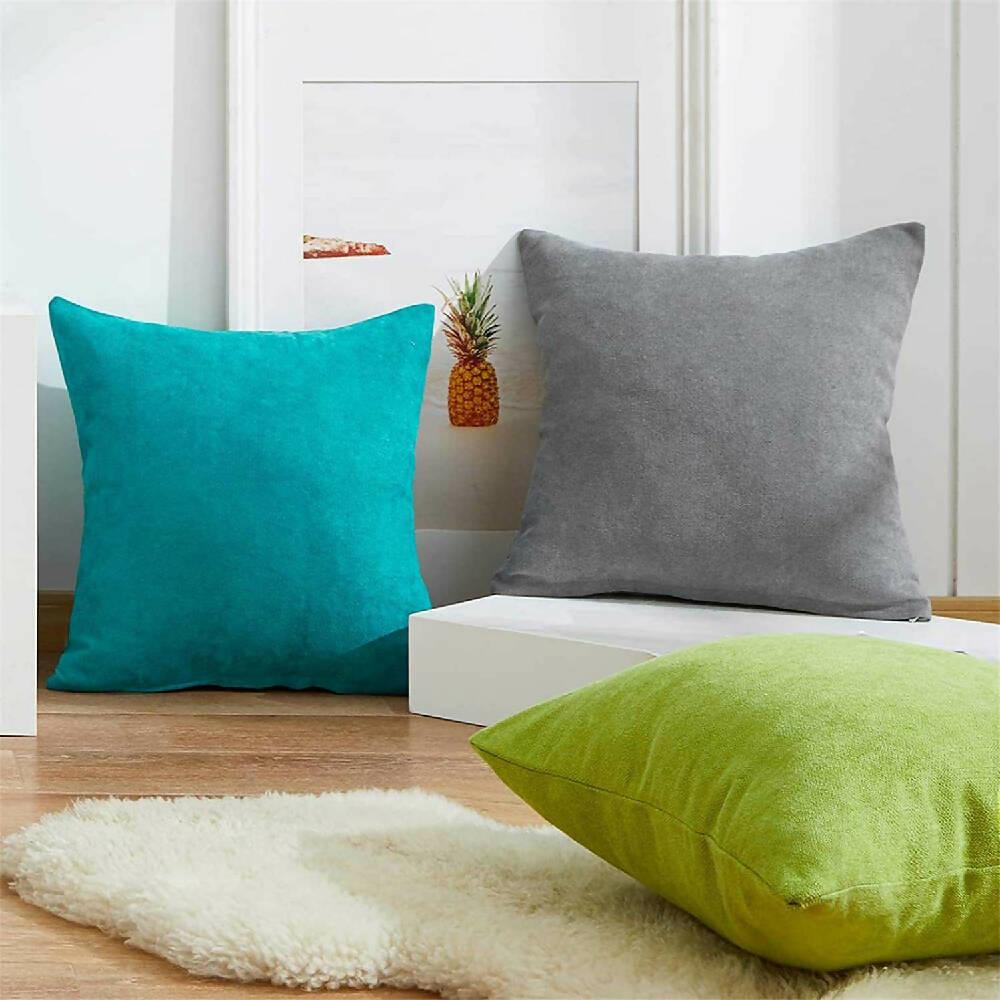 Funda X2 Cojines Decorativos Cuadrados En Tela Turquesa - VIRTUAL MUEBLES