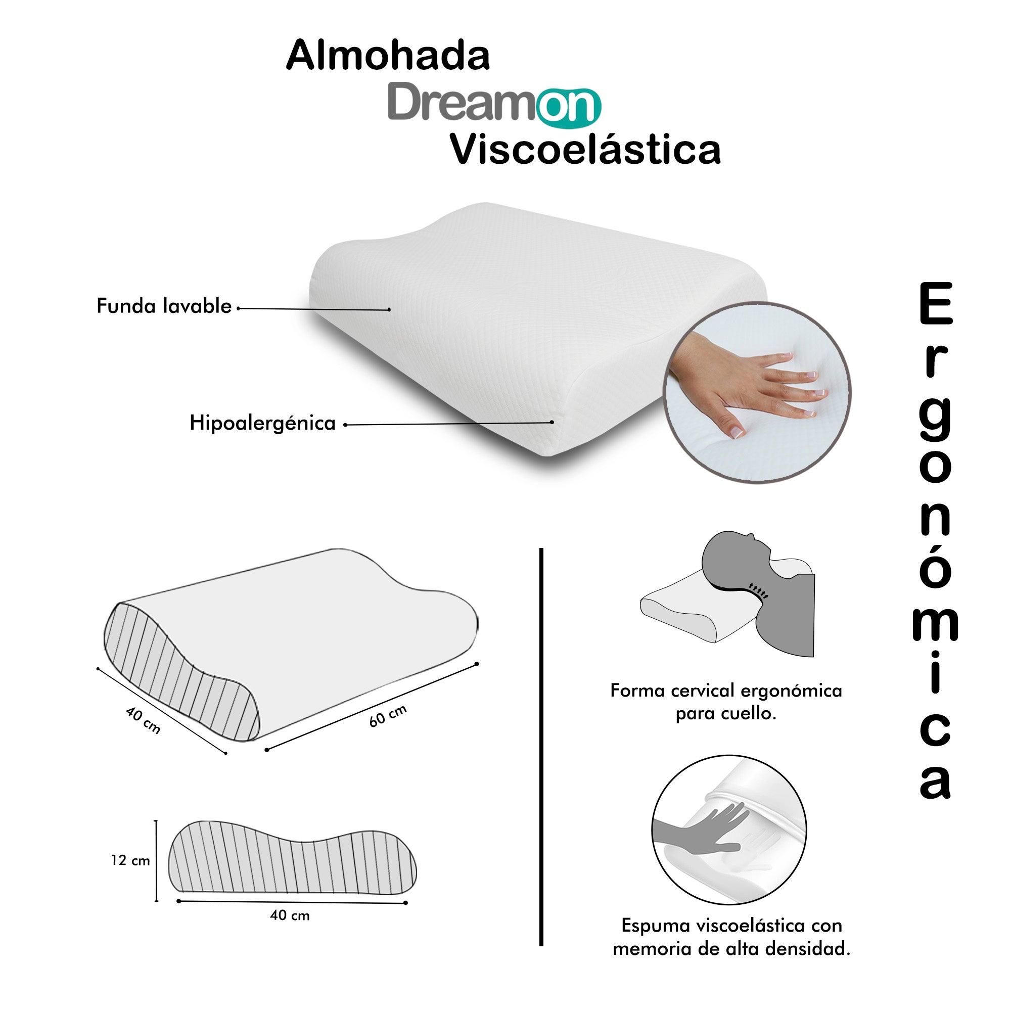 Almohada DreamOn viscoelástica ergonómica 60x40 - VIRTUAL MUEBLES