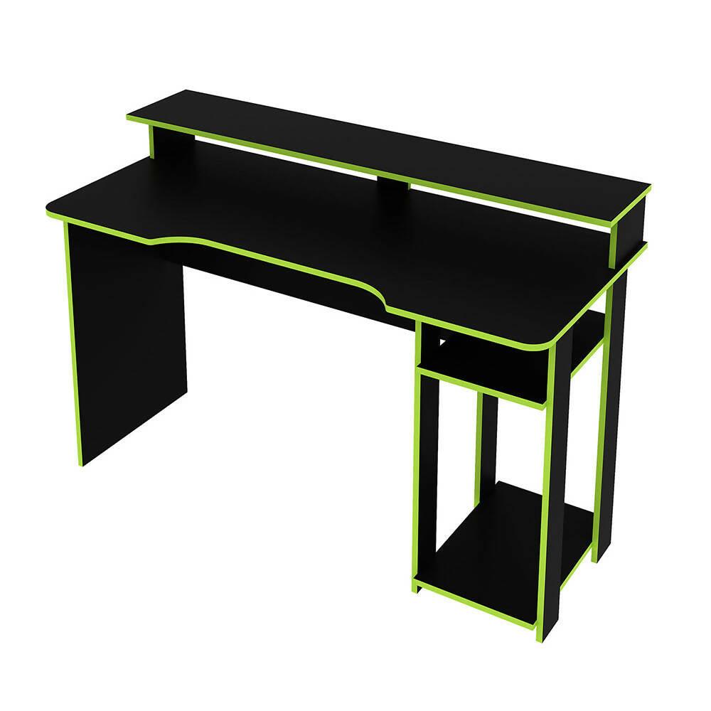 Escritorio Gamer Bolonia Negro Verde - VIRTUAL MUEBLES