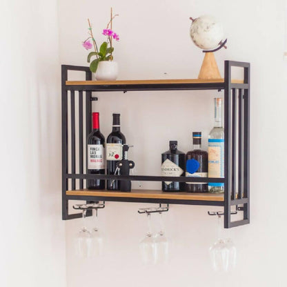 Repisa Bar Pared Con Porta Copas Akima - VIRTUAL MUEBLES