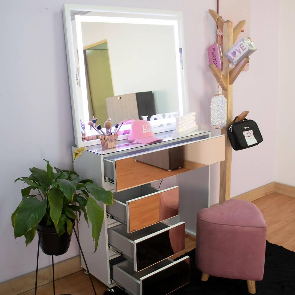 Tocador Jazmín 90 Espejo led Oro Rosa