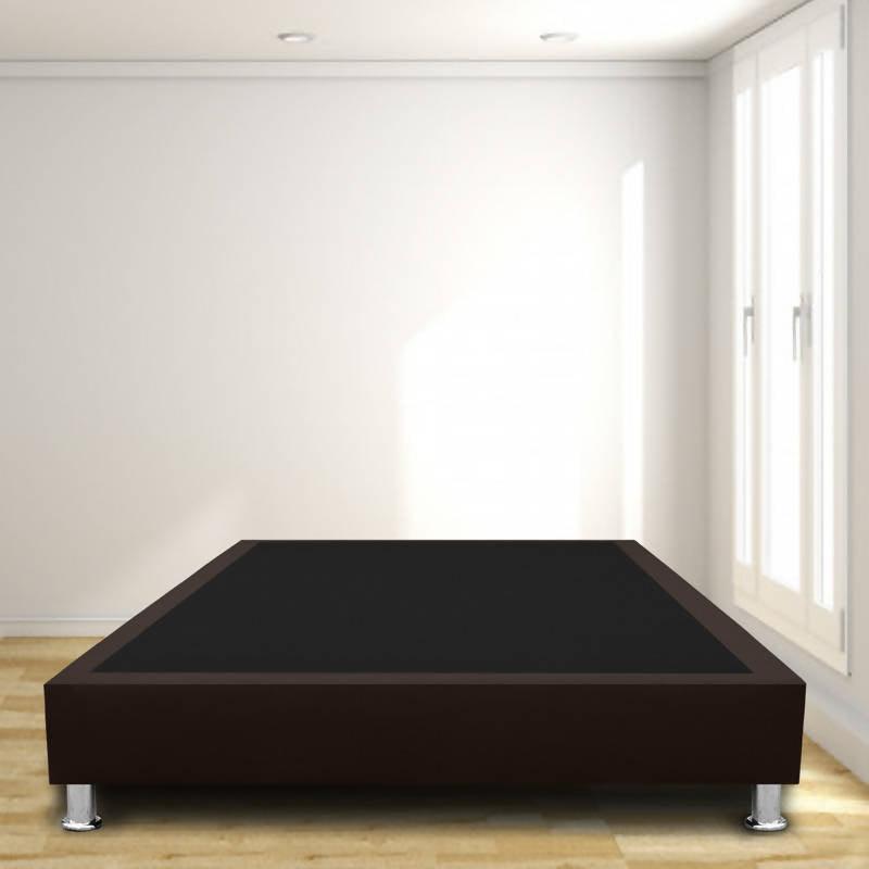Base Cama Sommier 140x190 Ecocuero Café - VIRTUAL MUEBLES