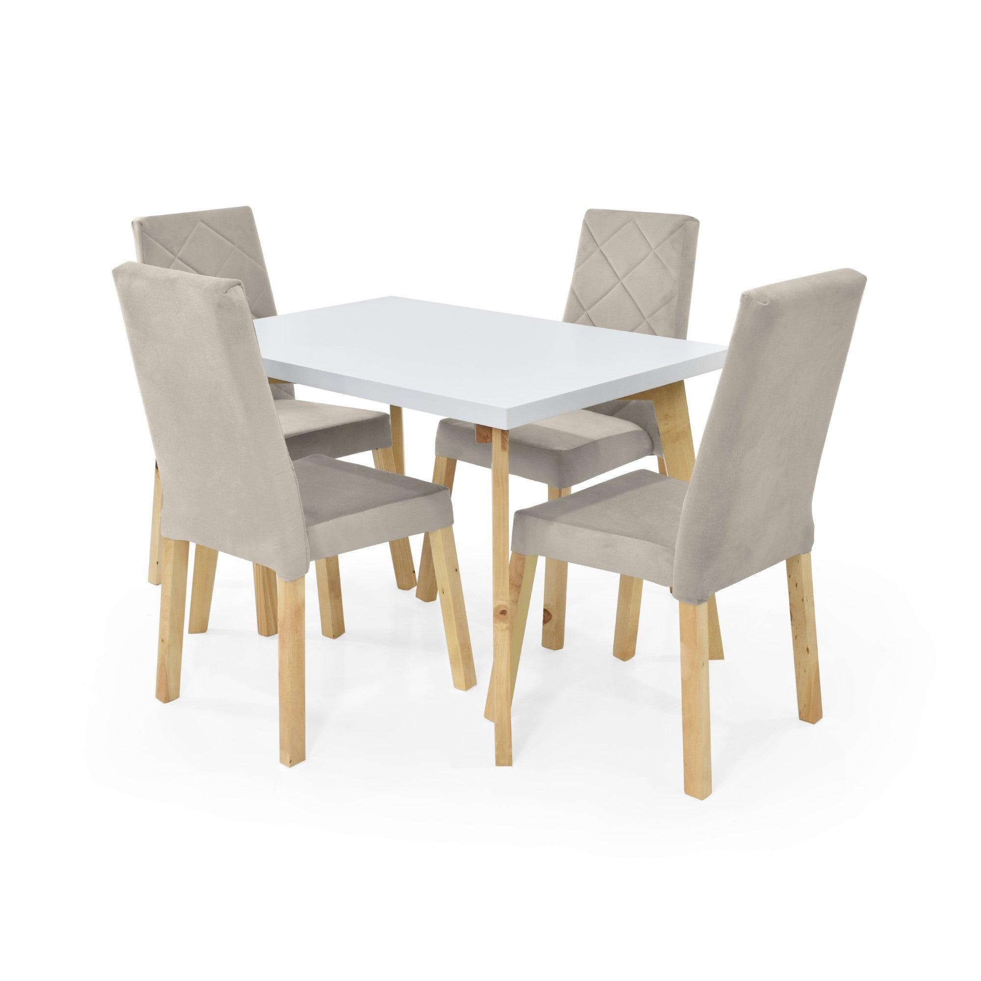 Juego de Comedor 4P Lugo Matiz Sillas Liverpool Tela Taupe - VIRTUAL MUEBLES
