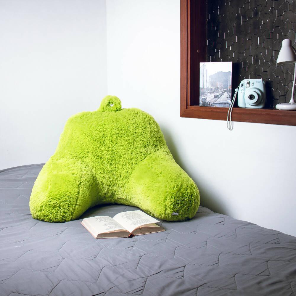 Cojín Anatómico Para TV y Lectura Funda Peluda Verde Limón - VIRTUAL MUEBLES