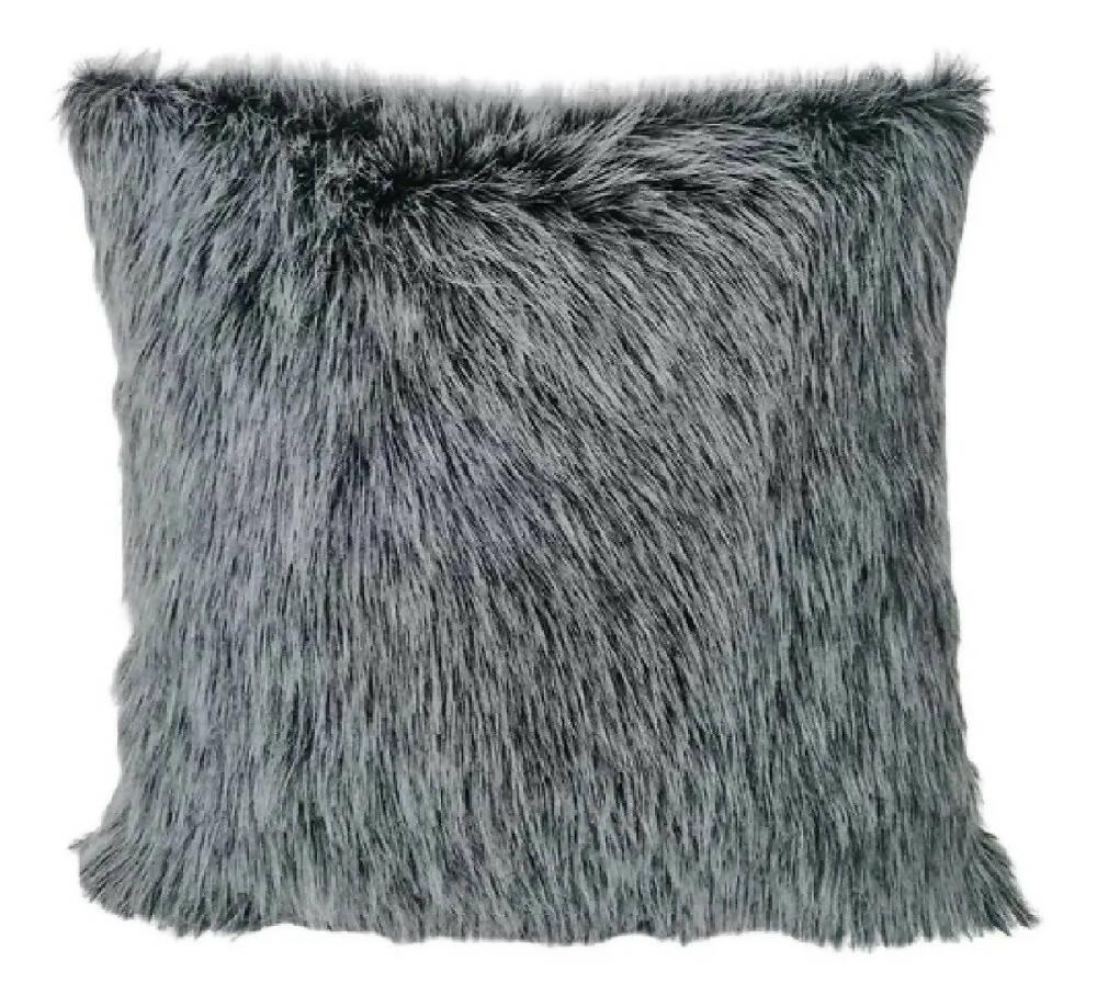 Cojín Peludo Peluche Decorativo BANZAY Gris Matizado - VIRTUAL MUEBLES