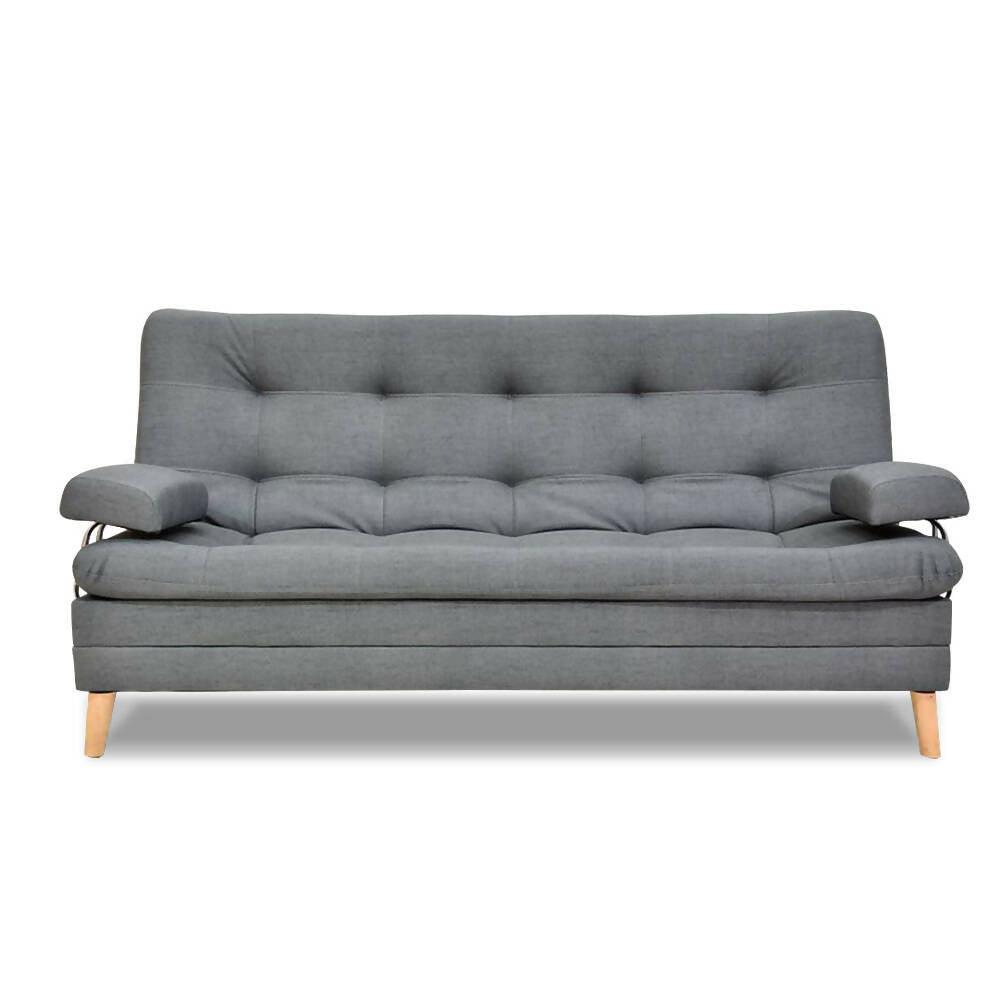 Sofá cama cooper con brazos gris poliéster - VIRTUAL MUEBLES