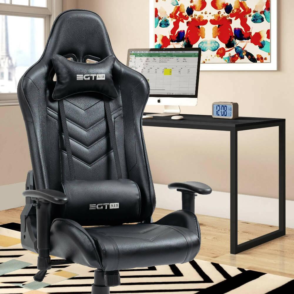 Silla Ergonómica Gamer EGTAIR-10-BB Office/Developer/Gamer en negro con tapizado de cuero sintético - VIRTUAL MUEBLES