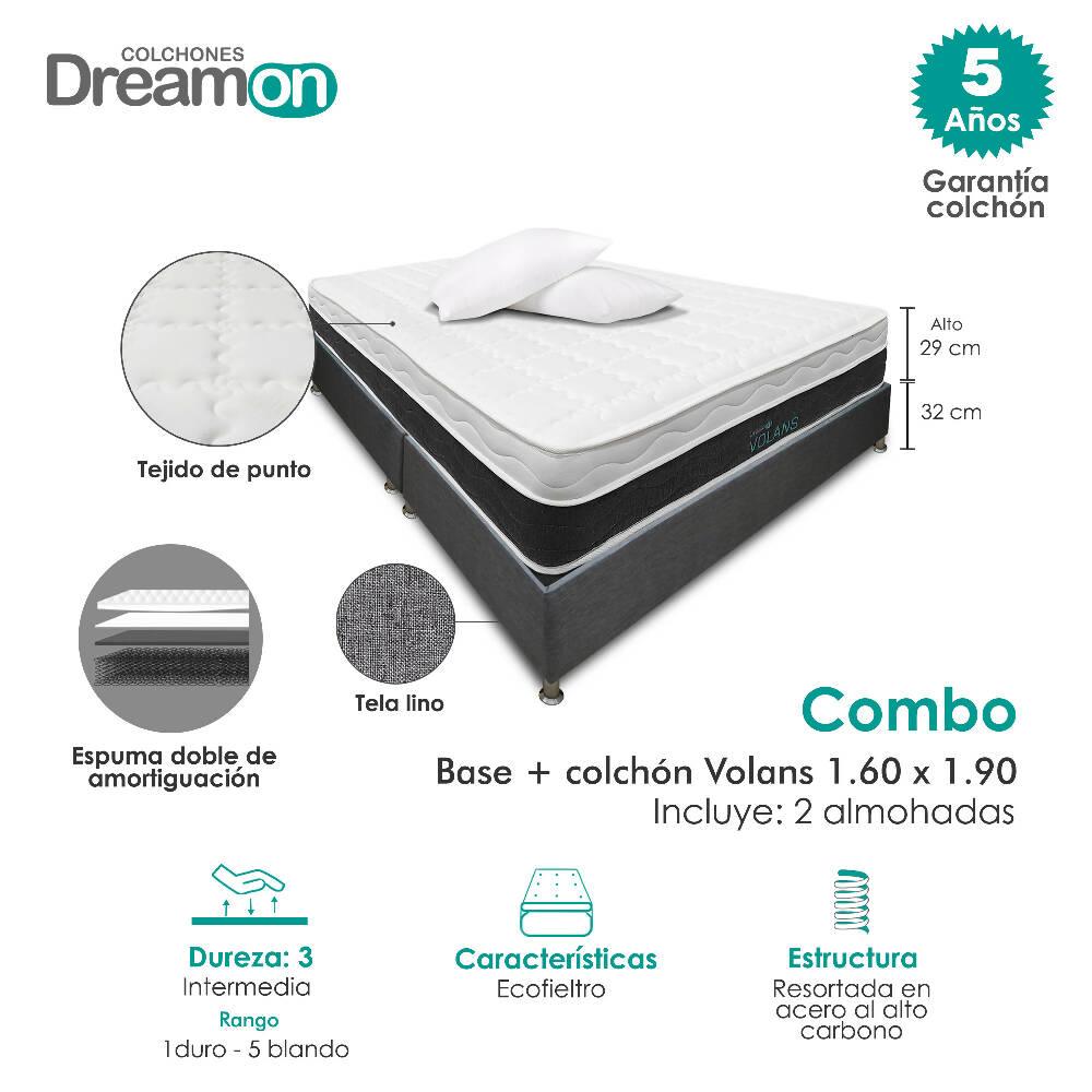 Colchón Con Base Dreamon Volans Queen Intermedio - VIRTUAL MUEBLES