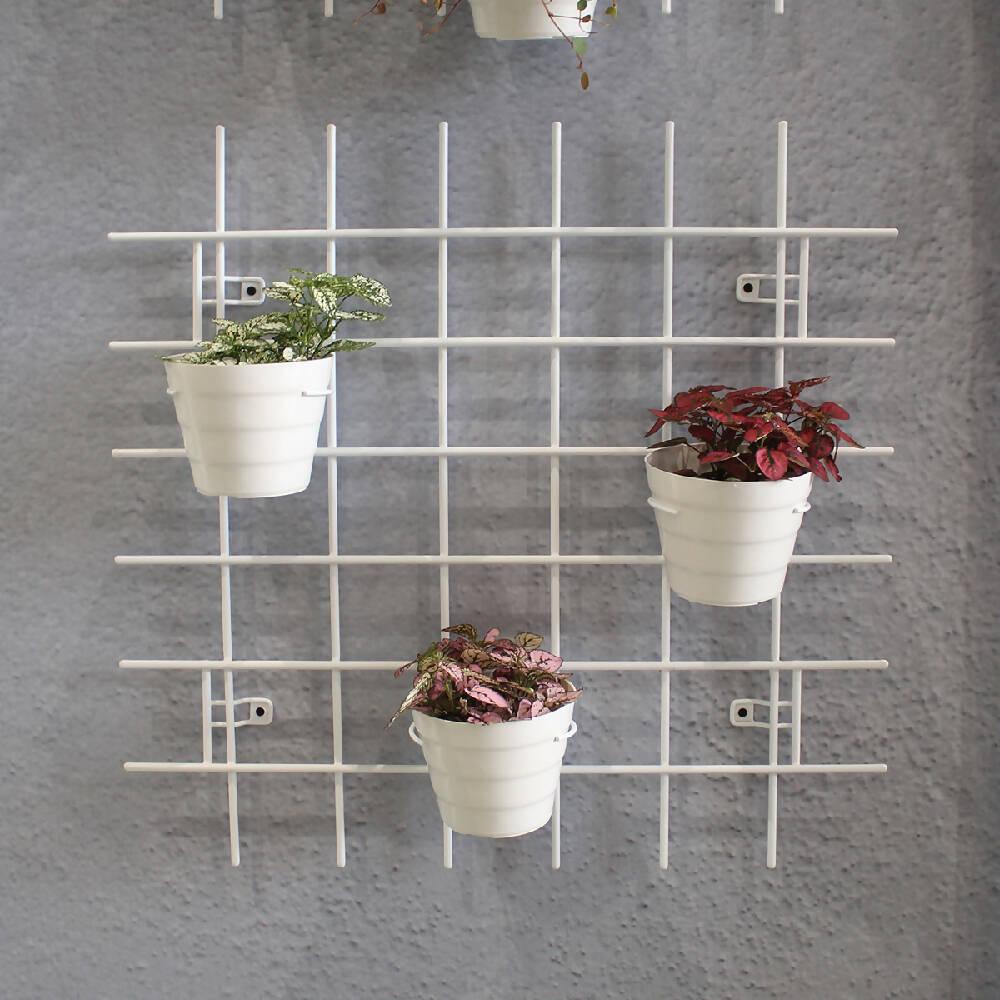 Marco + 4 soportes matera jardín plastificado blanco