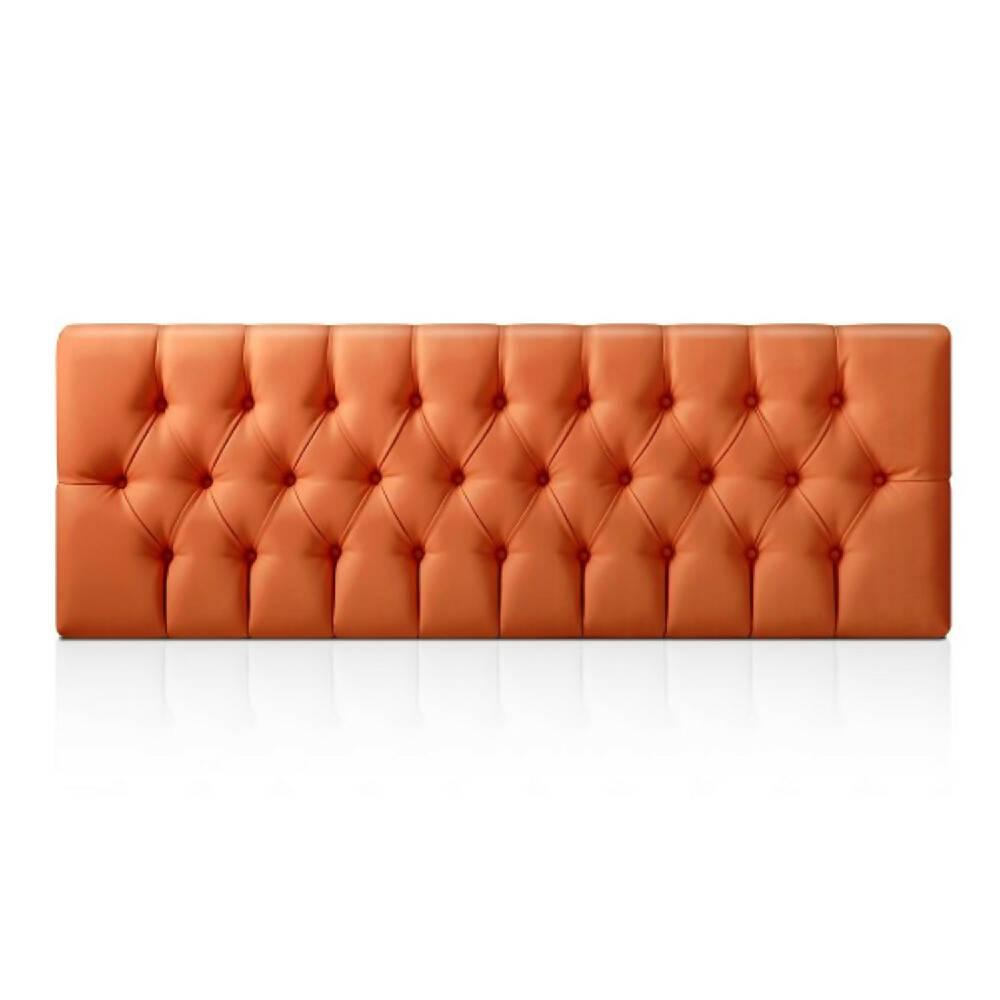 Cabecero Tapizado Base Cama Semi-Doble Rombos Naranja - VIRTUAL MUEBLES