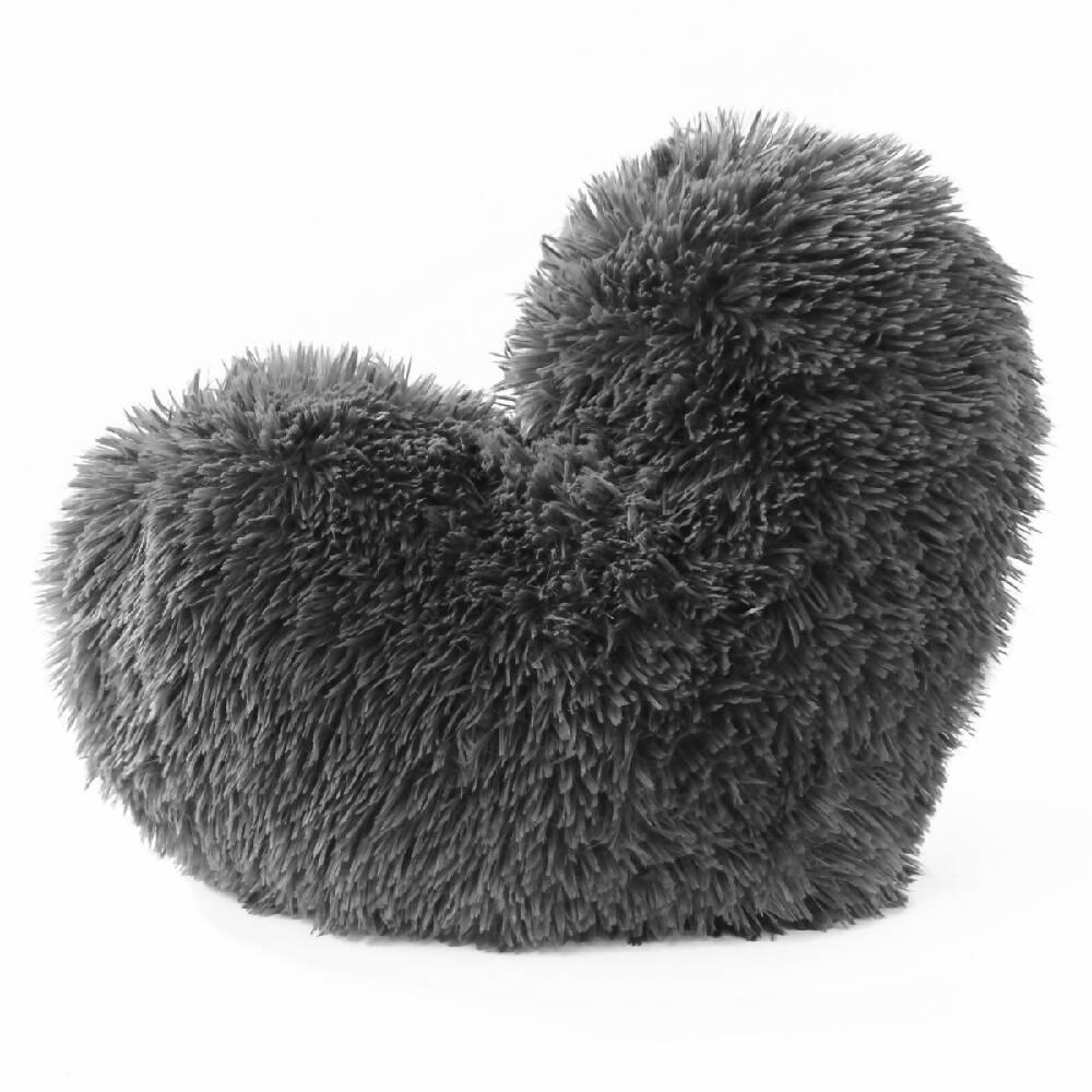 Cojín Decorativo Peludo Corazón Gris Oscuro - VIRTUAL MUEBLES