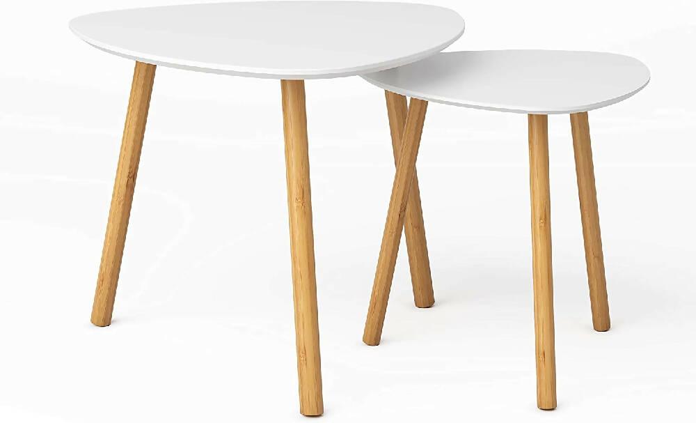 Juego de Mesas De Centro Sala Nórdica Triangular Blanco - VIRTUAL MUEBLES