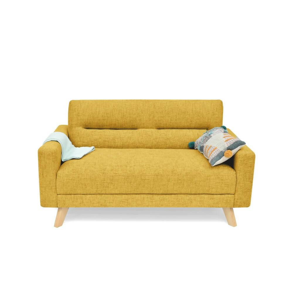 Sofa 2 Puestos Barza Tela Mostaza - VIRTUAL MUEBLES