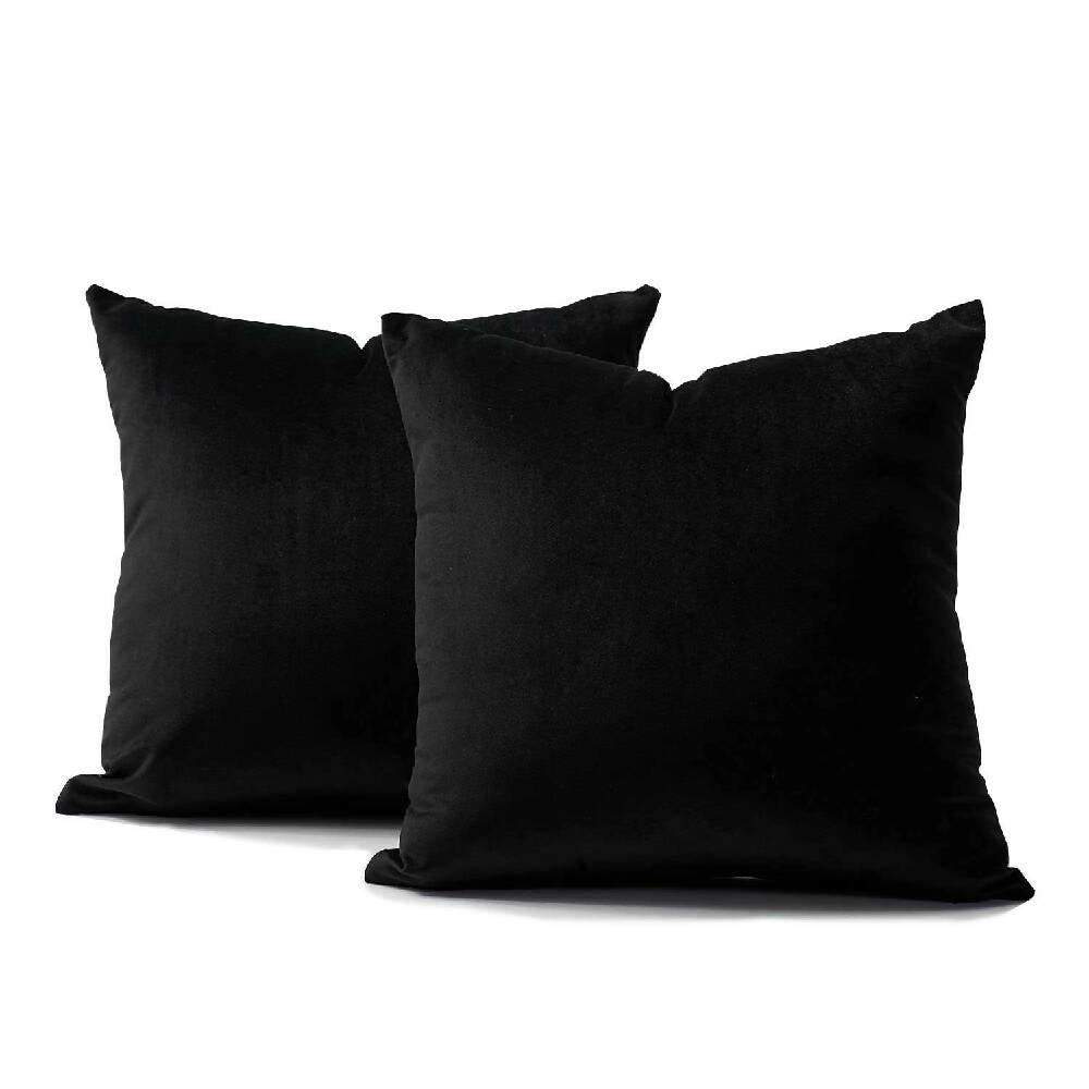 Funda X2 Cojines Decorativos Cuadrados En Tela Negro - VIRTUAL MUEBLES