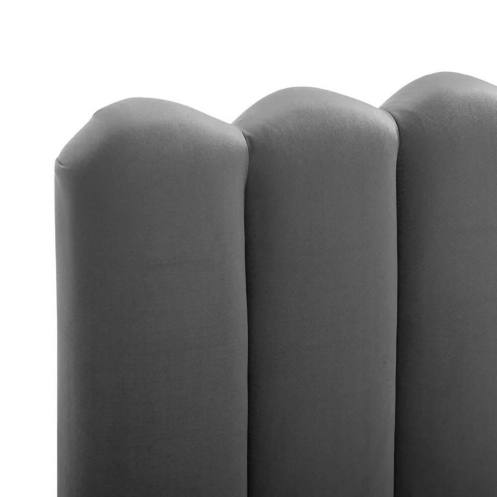 Cabecero Paneles Curvos Cama Doble Gris Oscuro