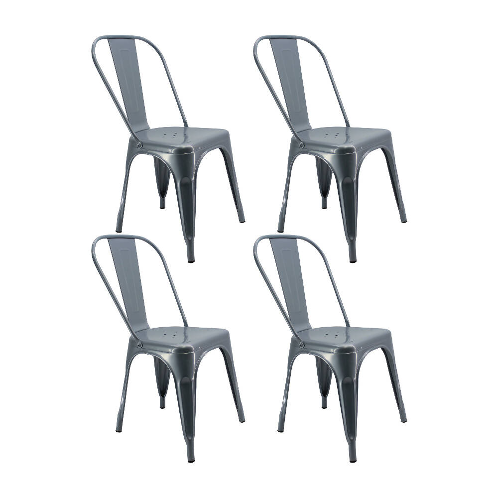 Kit por 4 Silla Tolix Metalica Para Comedor Restaurante - Gris