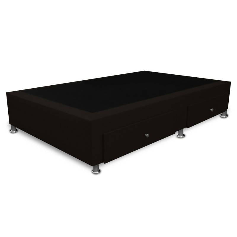 Base Cama Con Cajones 140x190 Ecocuero Café - VIRTUAL MUEBLES