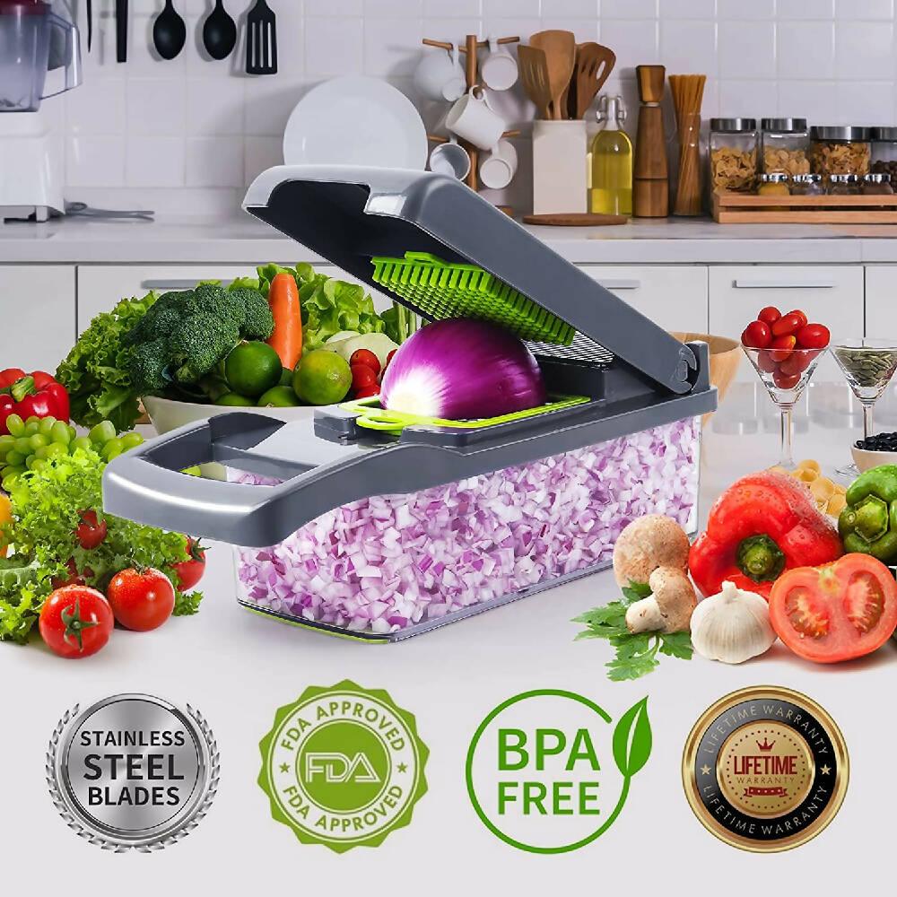 Cortador Picador Rallador Mandolina Verduras Ayudante 12 En 1 - VIRTUAL MUEBLES