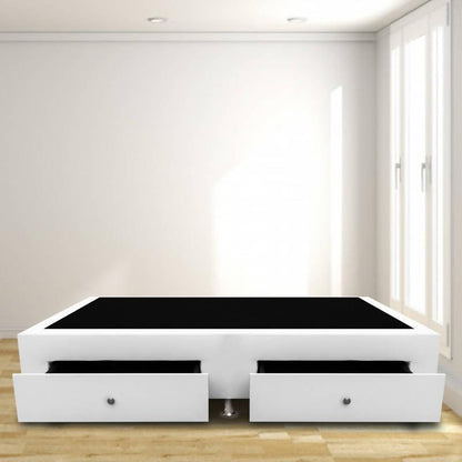 Base Cama Con Cajones 100x190 Ecocuero Blanco - VIRTUAL MUEBLES
