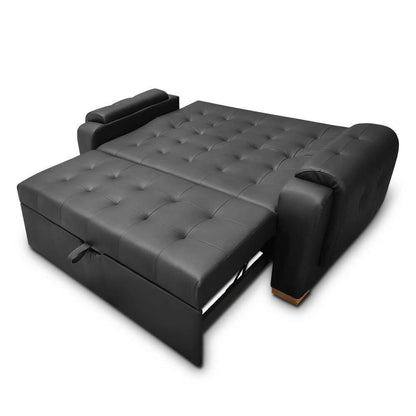 Sofacama Multifuncional Vignelli Tipo Cuero Negro - VIRTUAL MUEBLES