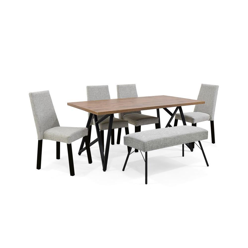 Set de Comedor Malaga con 4 Sillas Viena y 1 Banqueta Cadiz Tela Taupe