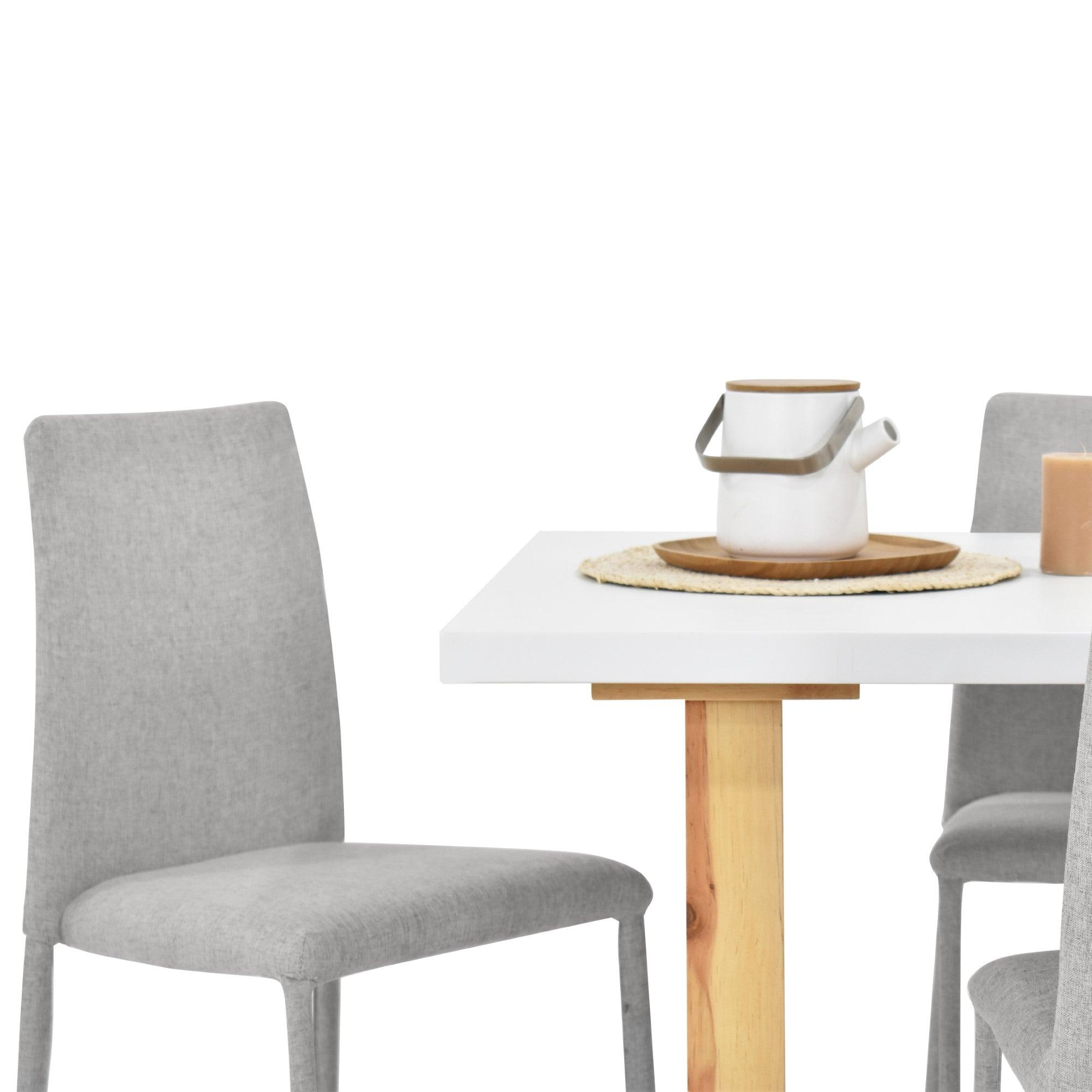 Juego de Comedor 4P Andara Sillas Lyon Tela Plata - VIRTUAL MUEBLES