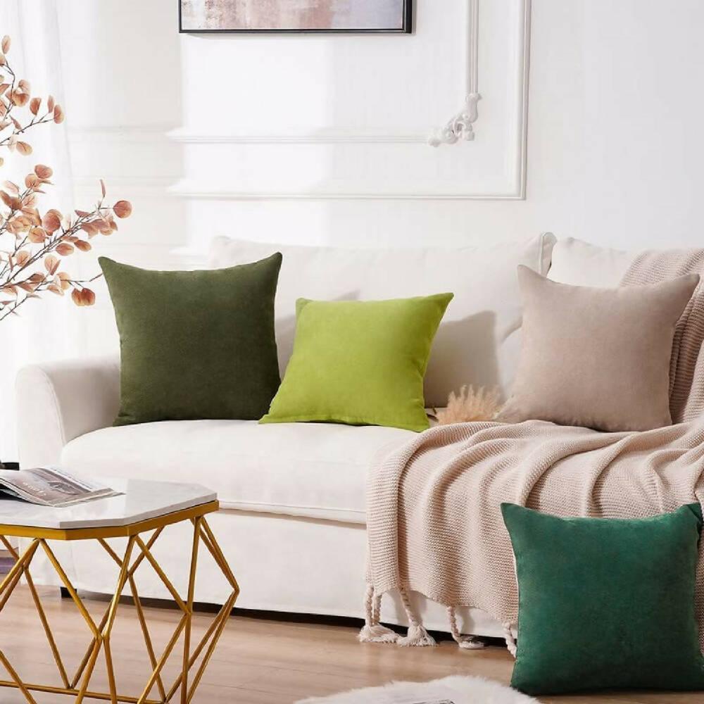 Funda X2 Cojines Decorativos Cuadrados En Tela Verde Esmeralda - VIRTUAL MUEBLES