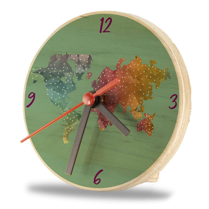 Reloj Mapamundi Acuarela 12x12 cm - VIRTUAL MUEBLES