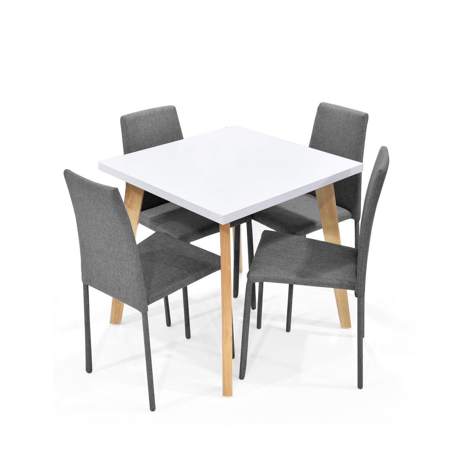 Juego de Comedor 4P Lyon Sillas Lyon Tela Gris - VIRTUAL MUEBLES