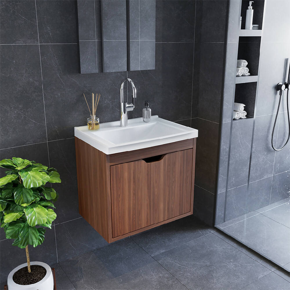 Mueble de baño con lavamanos graz teca